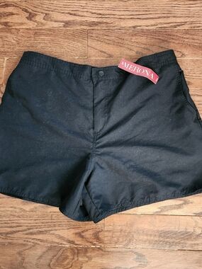 NEW Merona Swim Shorts Mens L Black Boardshorts Gorpcore Surf Pool NWT